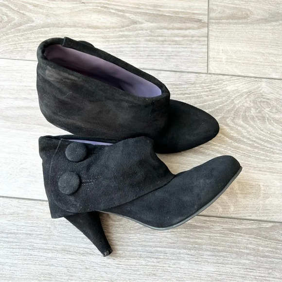 JC Jeffrey Campbell  Black Suede Heeled Ankle Boots - Picture 1 of 14